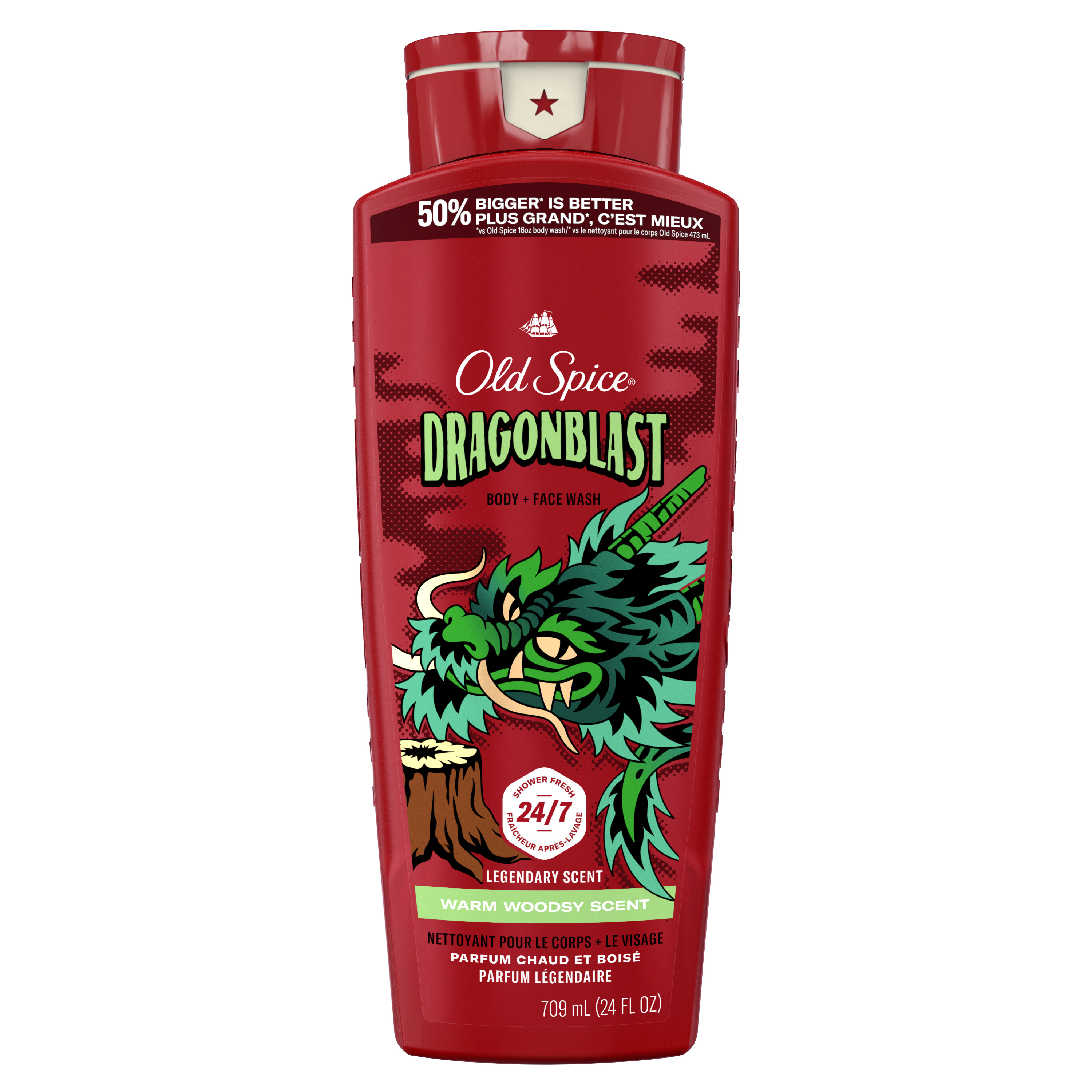 Old Spice Body Wash for Men, 24/7 Shower Clean, Dragonblast, 24 Oz
