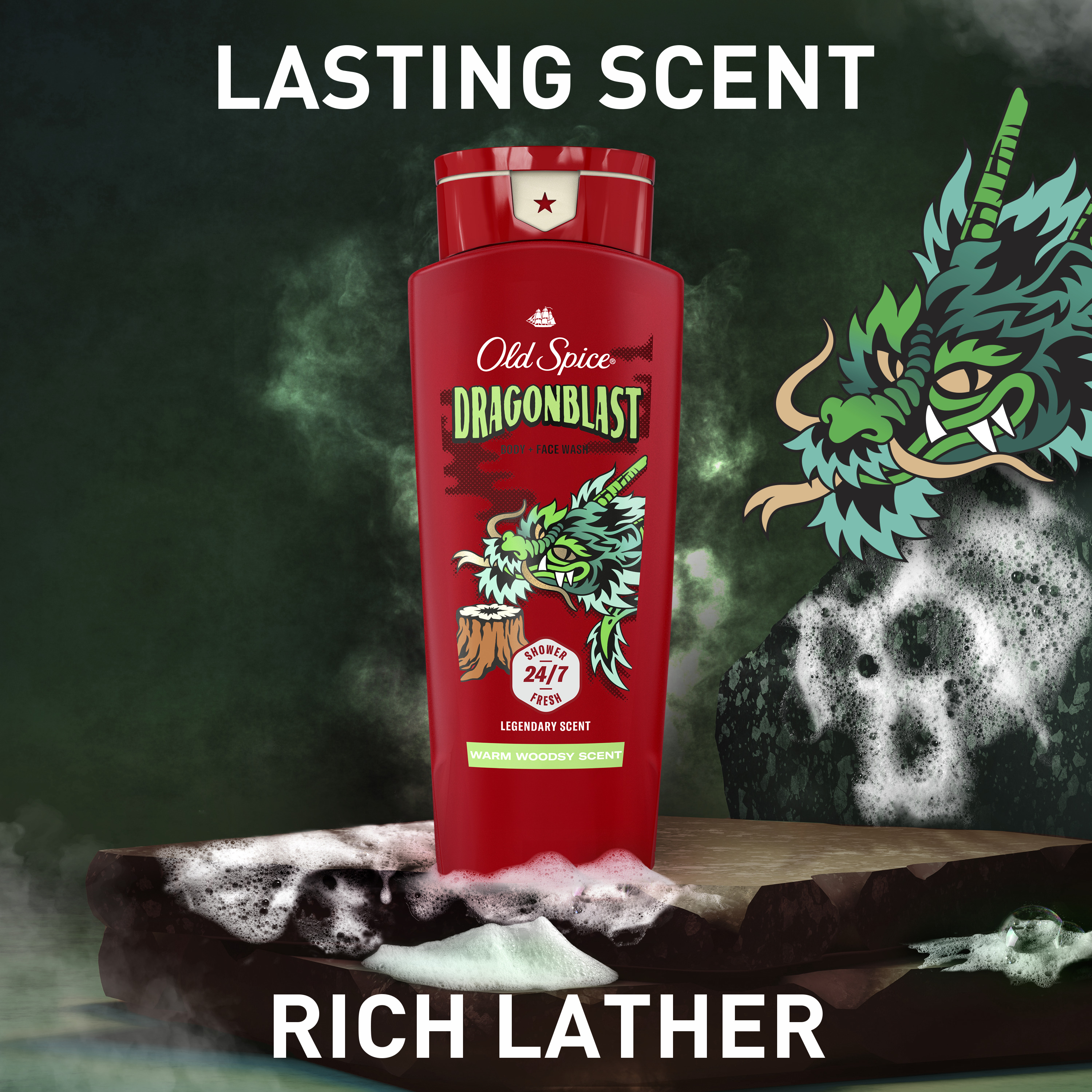 Old Spice Body Wash for Men, 24/7 Shower Clean, Dragonblast, 24 Oz
back