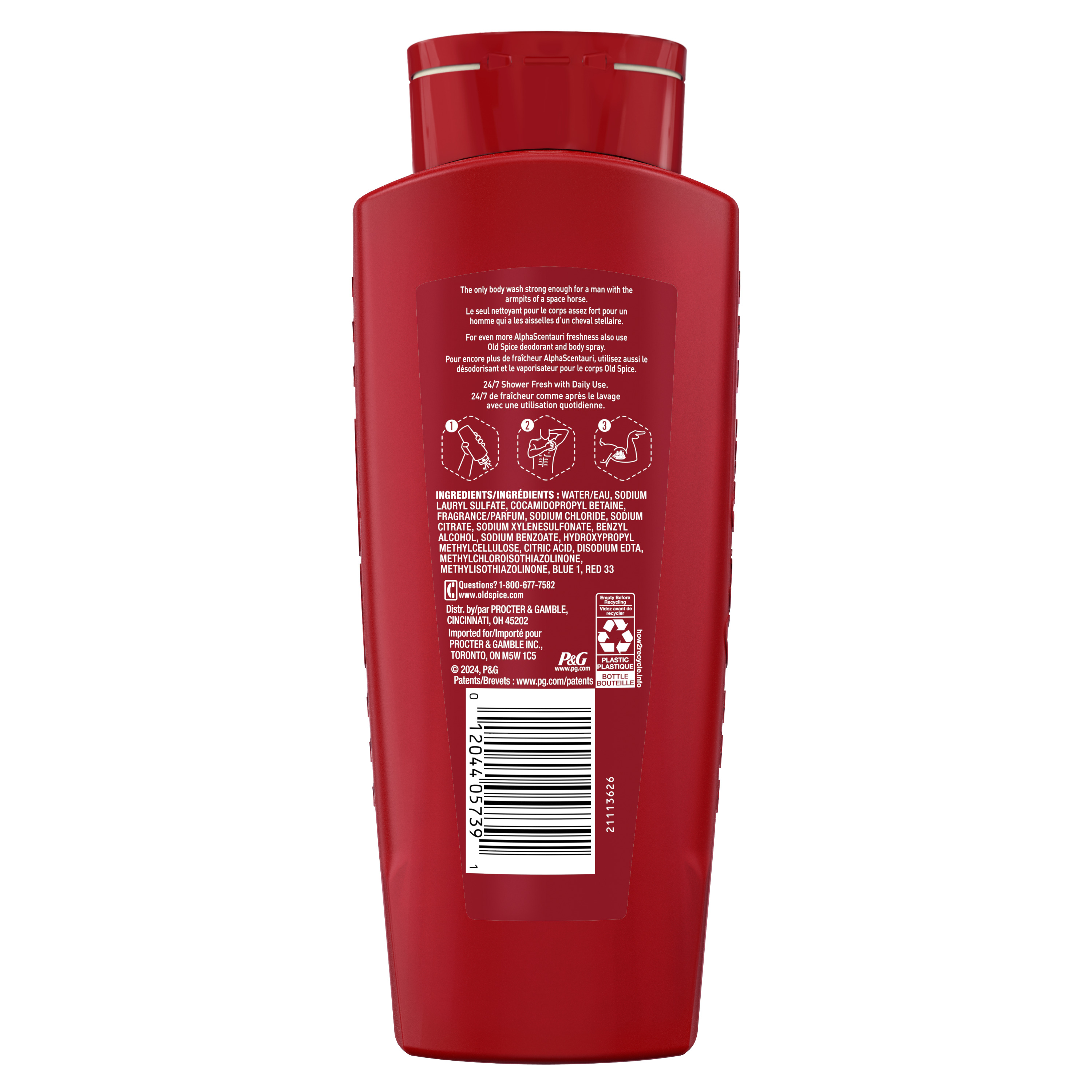 Old Spice Body Wash for Men, 24/7 Shower Clean, AlphaScentauri, 24 Oz
back