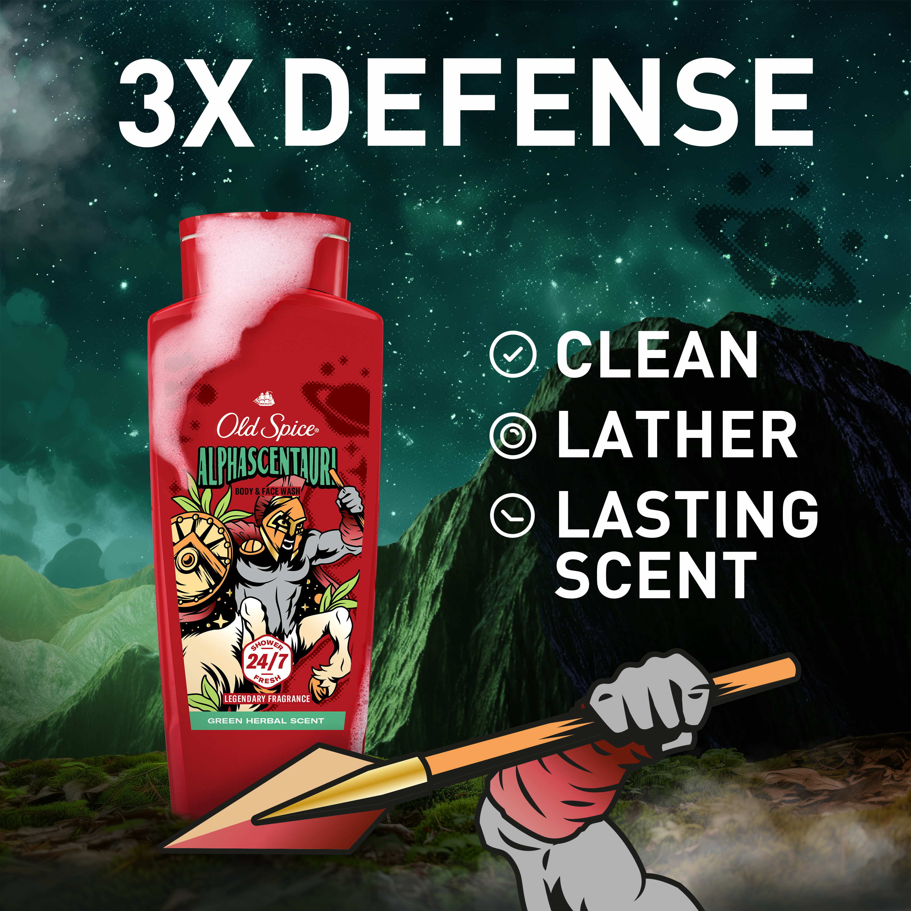 Old Spice Body Wash for Men, 24/7 Shower Clean, AlphaScentauri