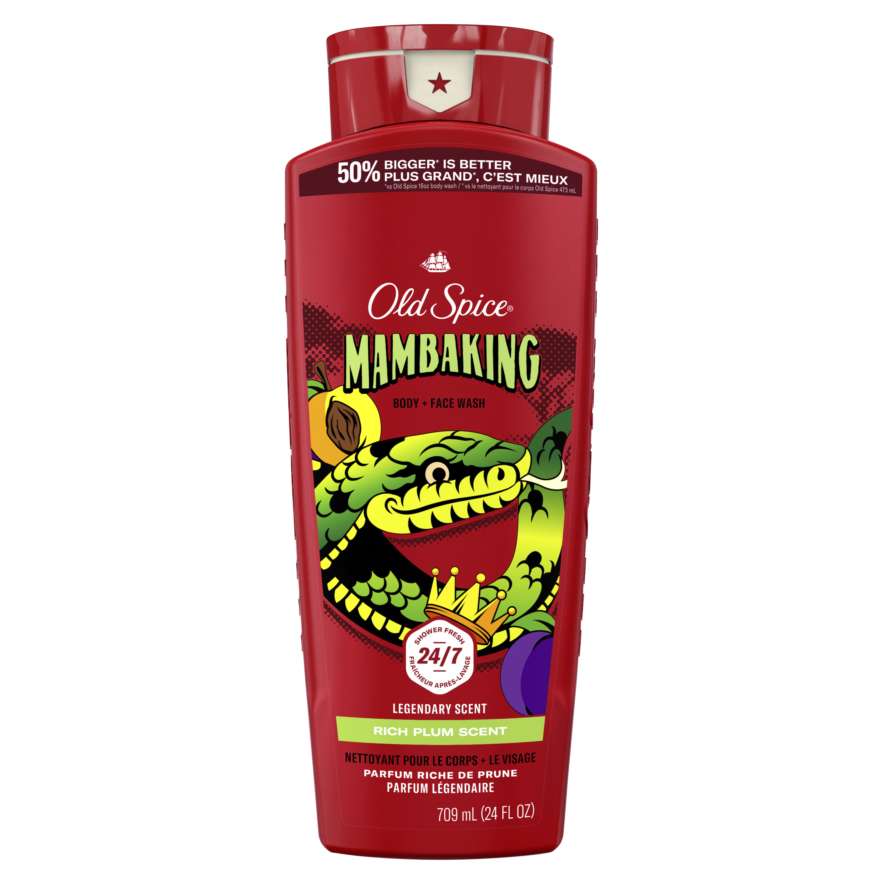 Old Spice Body Wash for Men, 24/7 Shower Clean, Mambaking, 24 Oz