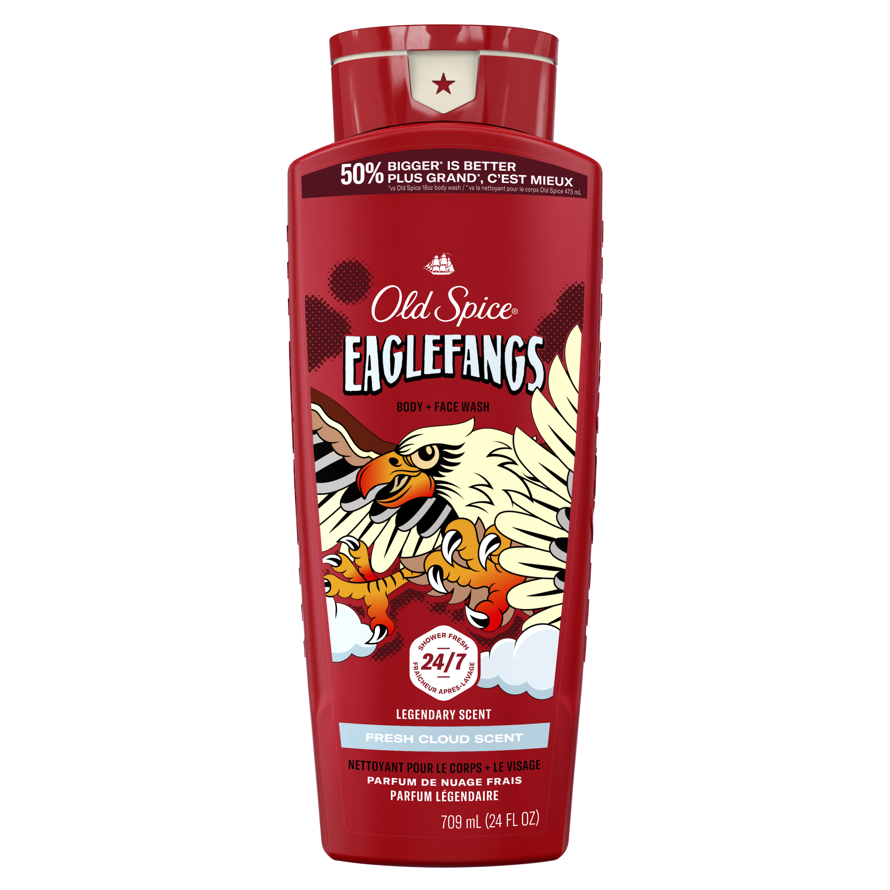Old Spice Body Wash for Men, 24/7 Shower Clean, Eaglefangs, 24 Oz