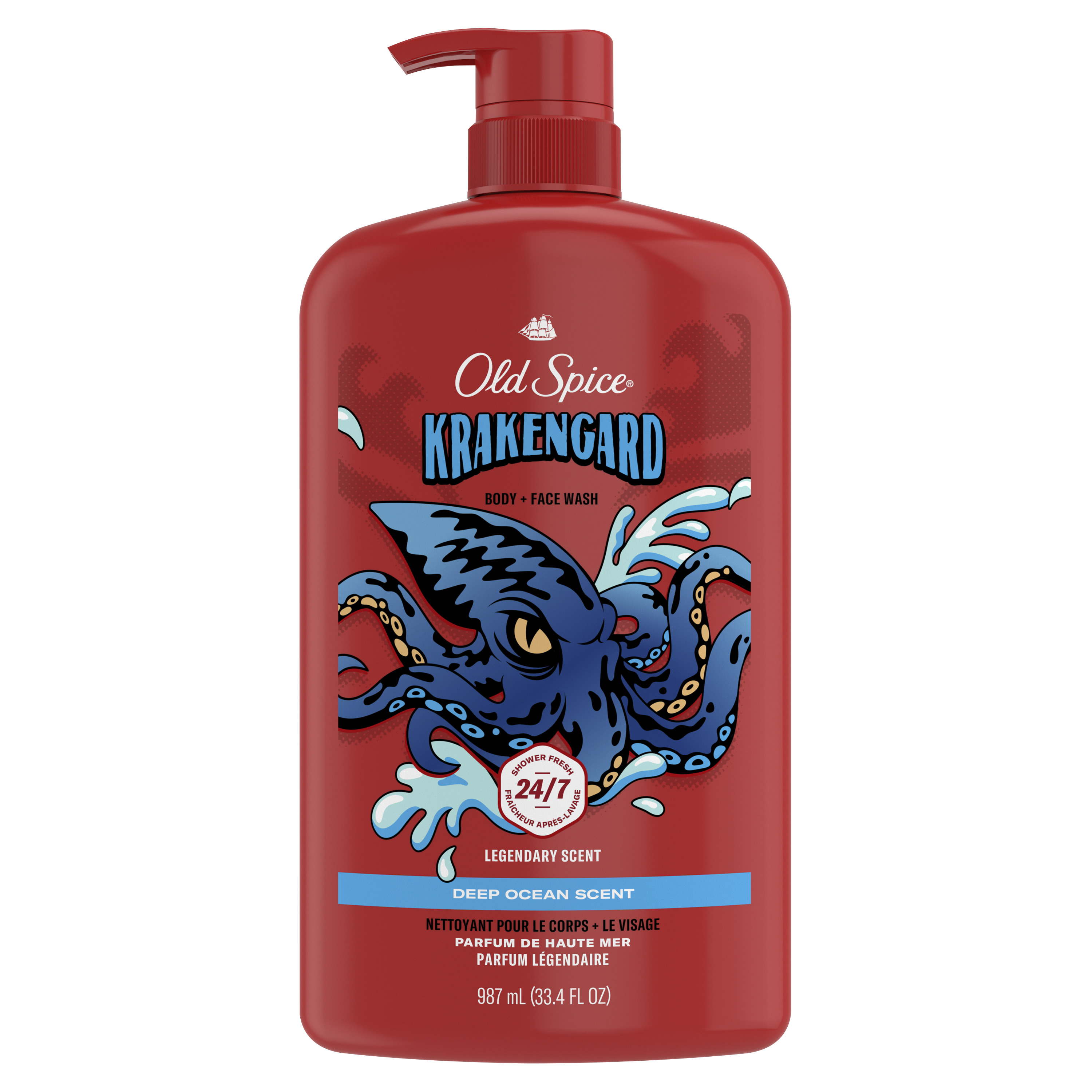 Old Spice Body Wash for Men, 24/7 Shower Clean, Krakengard, 33.4 Oz