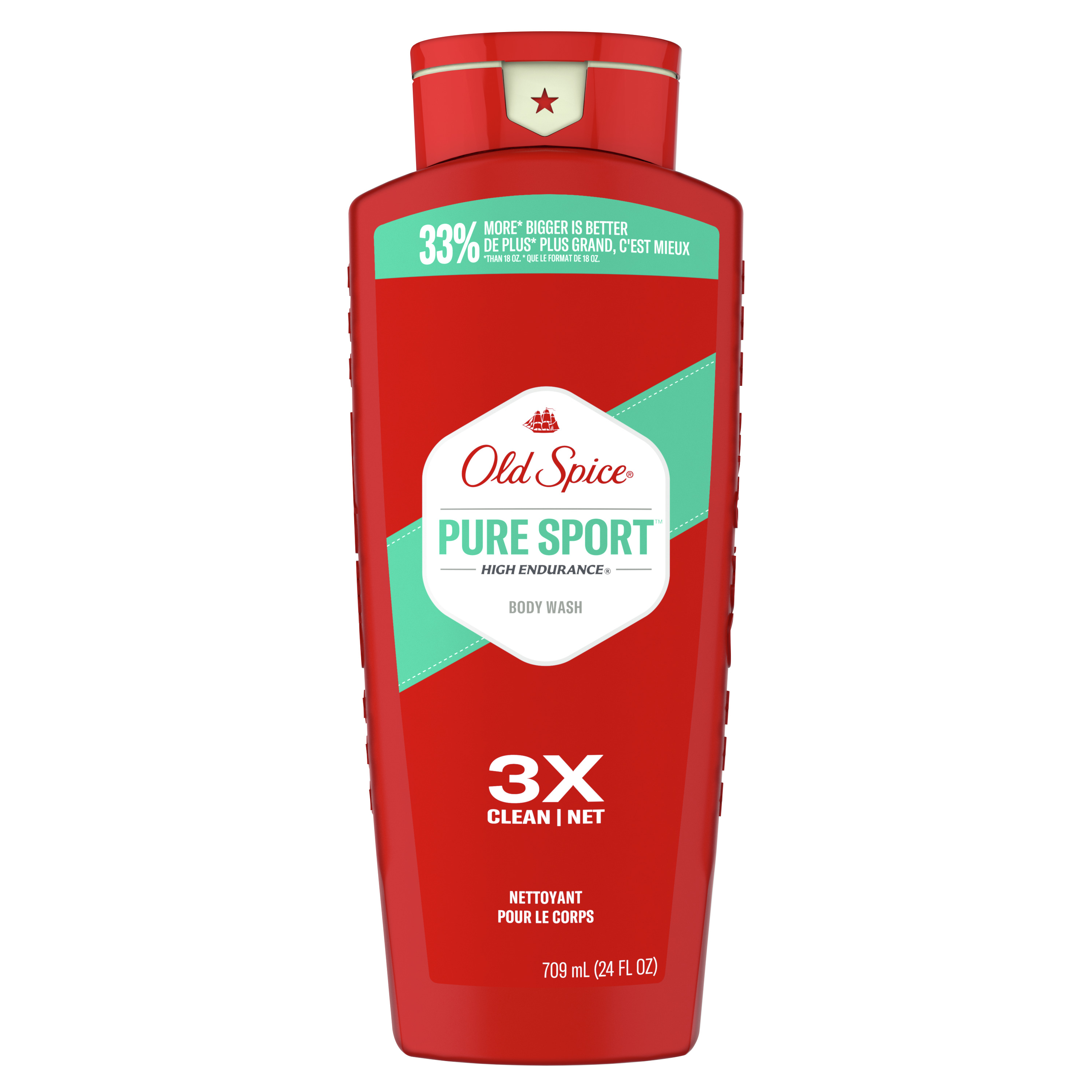 High Endurance Body Wash for Men, Pure Sport Scent, 24 fl Oz (709 ml)