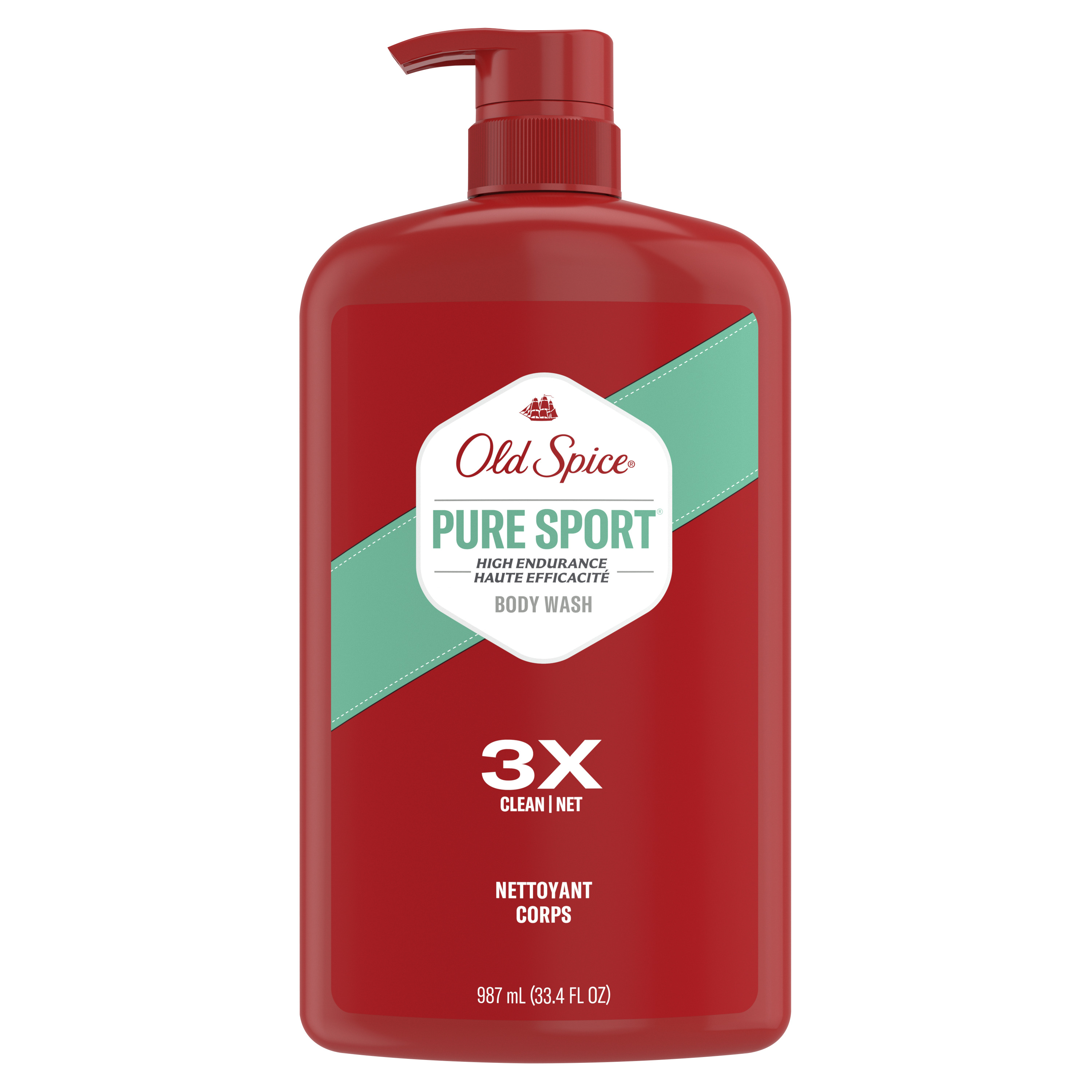 Old Spice High Endurance Body Wash for Men, Pure Sport Scent, 33.4 fl Oz (987 ml)