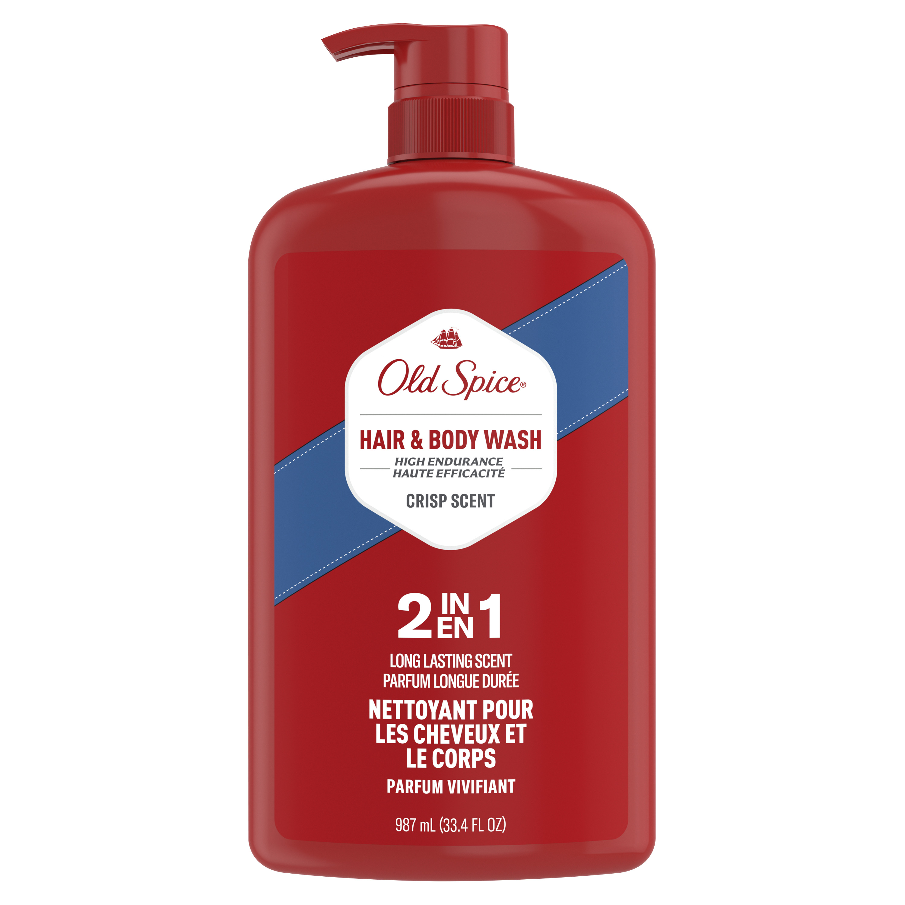 Old Spice High Endurance Hair & Body Wash for Men, Crisp Scent, 33.4 fl Oz (987 ml)