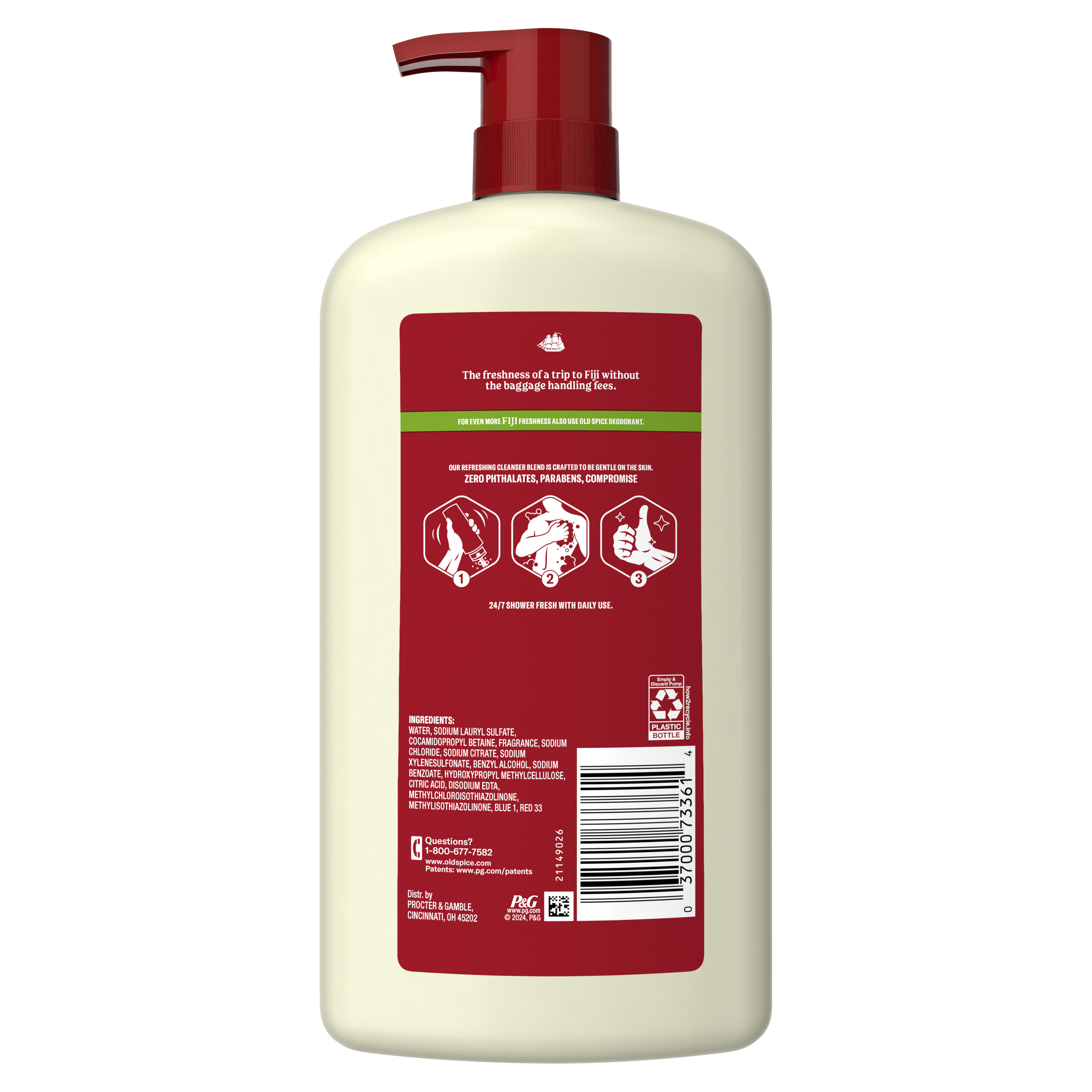 Old Spice Men's Body Wash Fiji with Palm Tree, 30 Oz back side