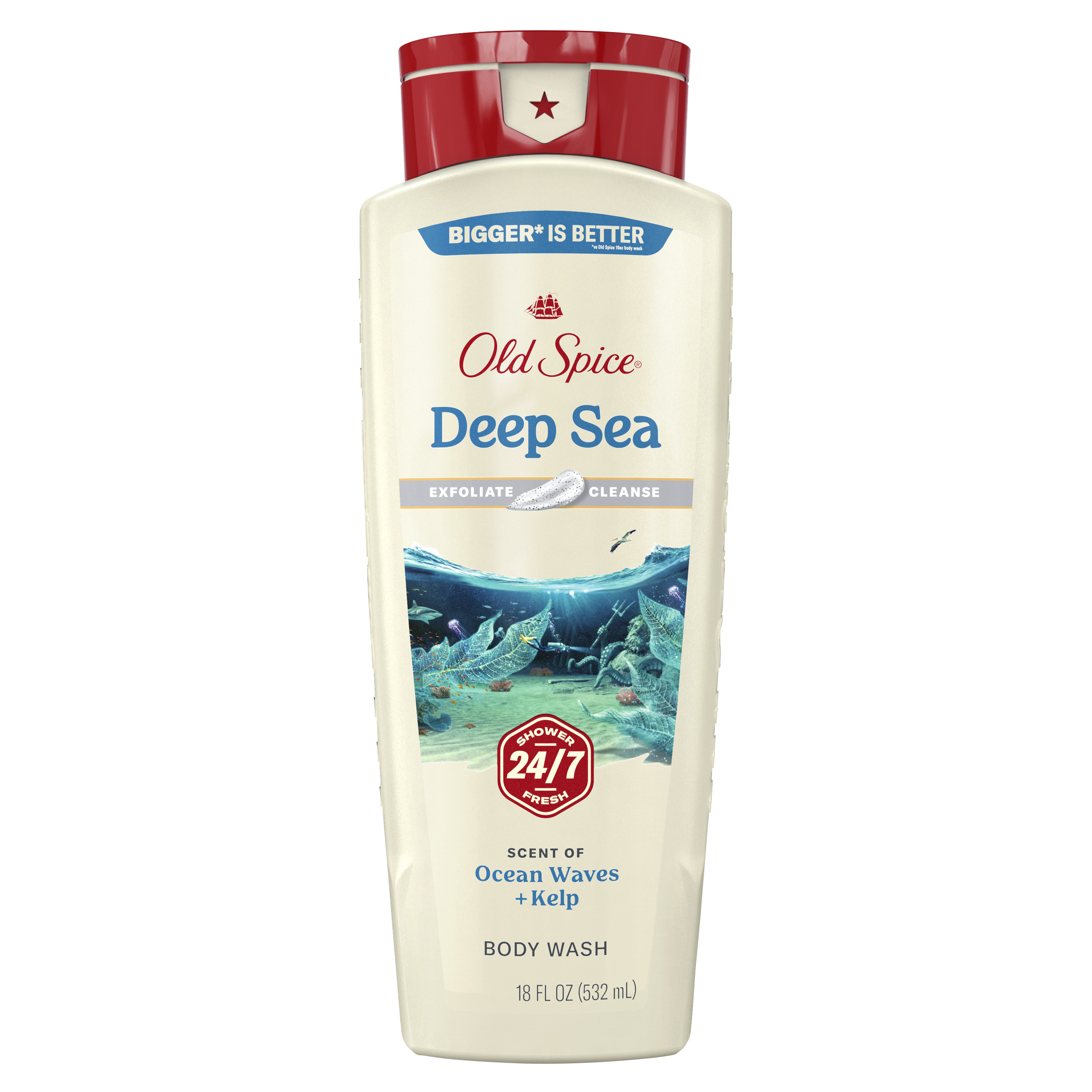 Old Spice Men's Body Wash Deep Cleanse with Deep Sea Minerals, 24/7 Shower Fresh, 18 Oz