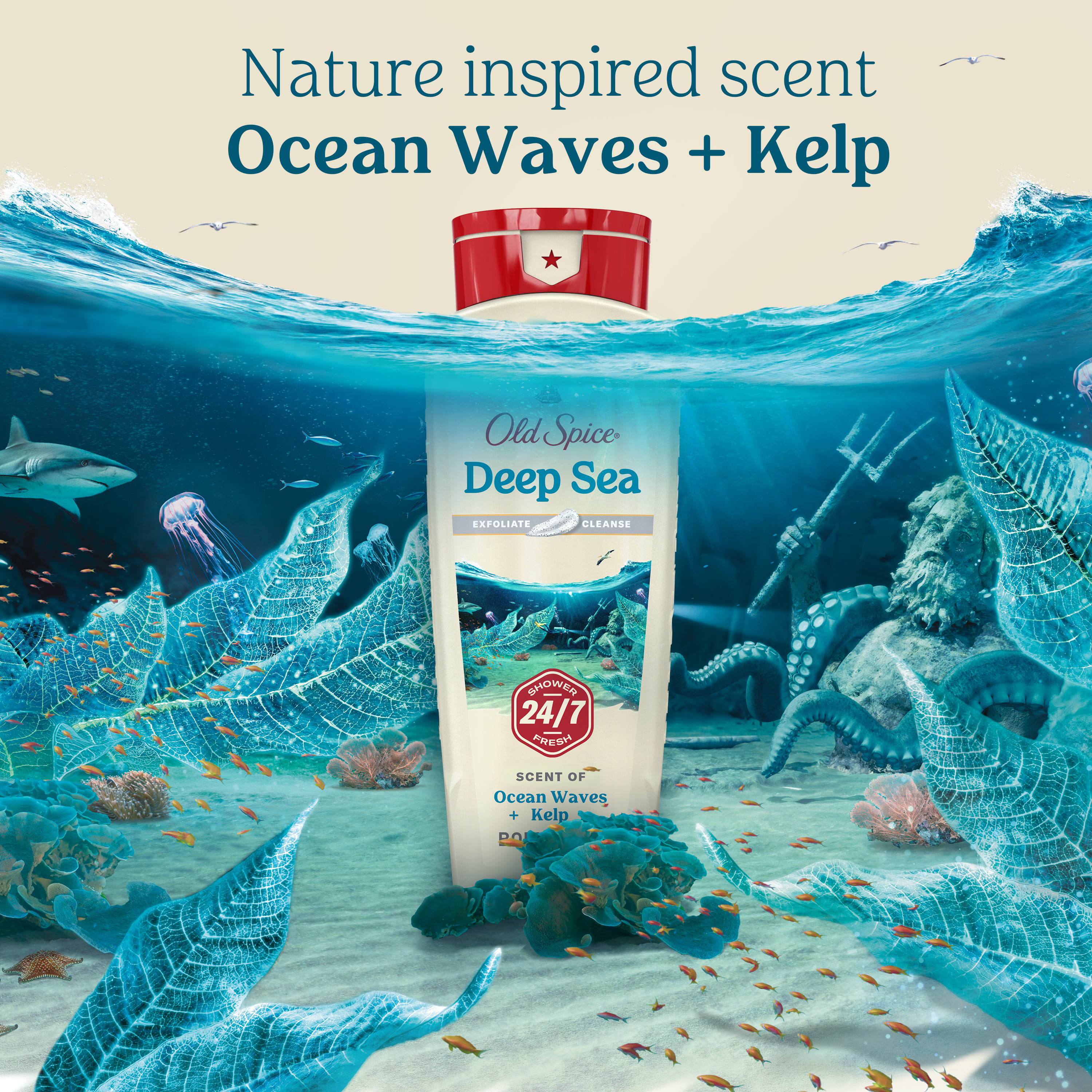 Old Spice Men's Body Wash Deep Cleanse with Deep Sea Minerals, 24/7 Shower Fresh,