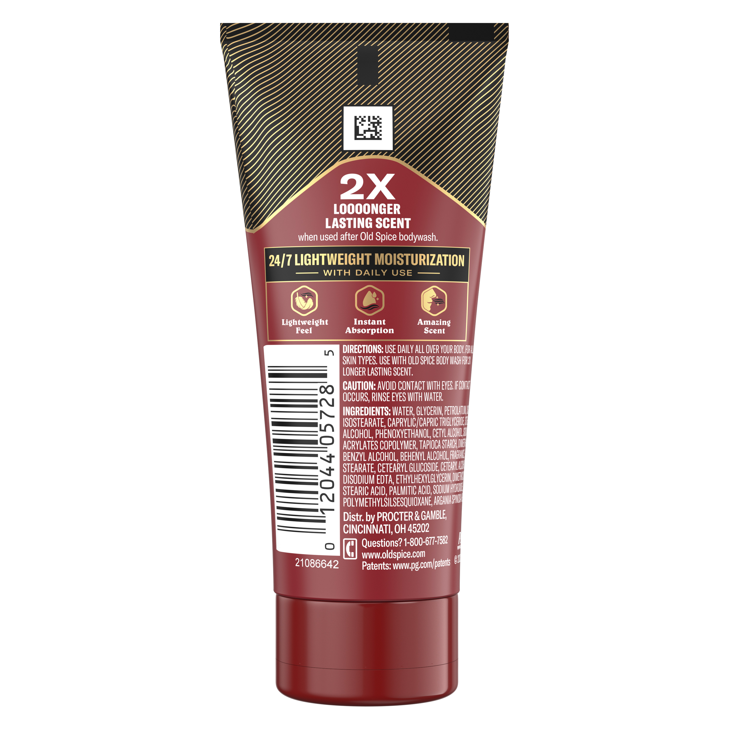 Old Spice Hand and Body Lotion, 24/7 Moisturization, Swagger, 3 Oz back side