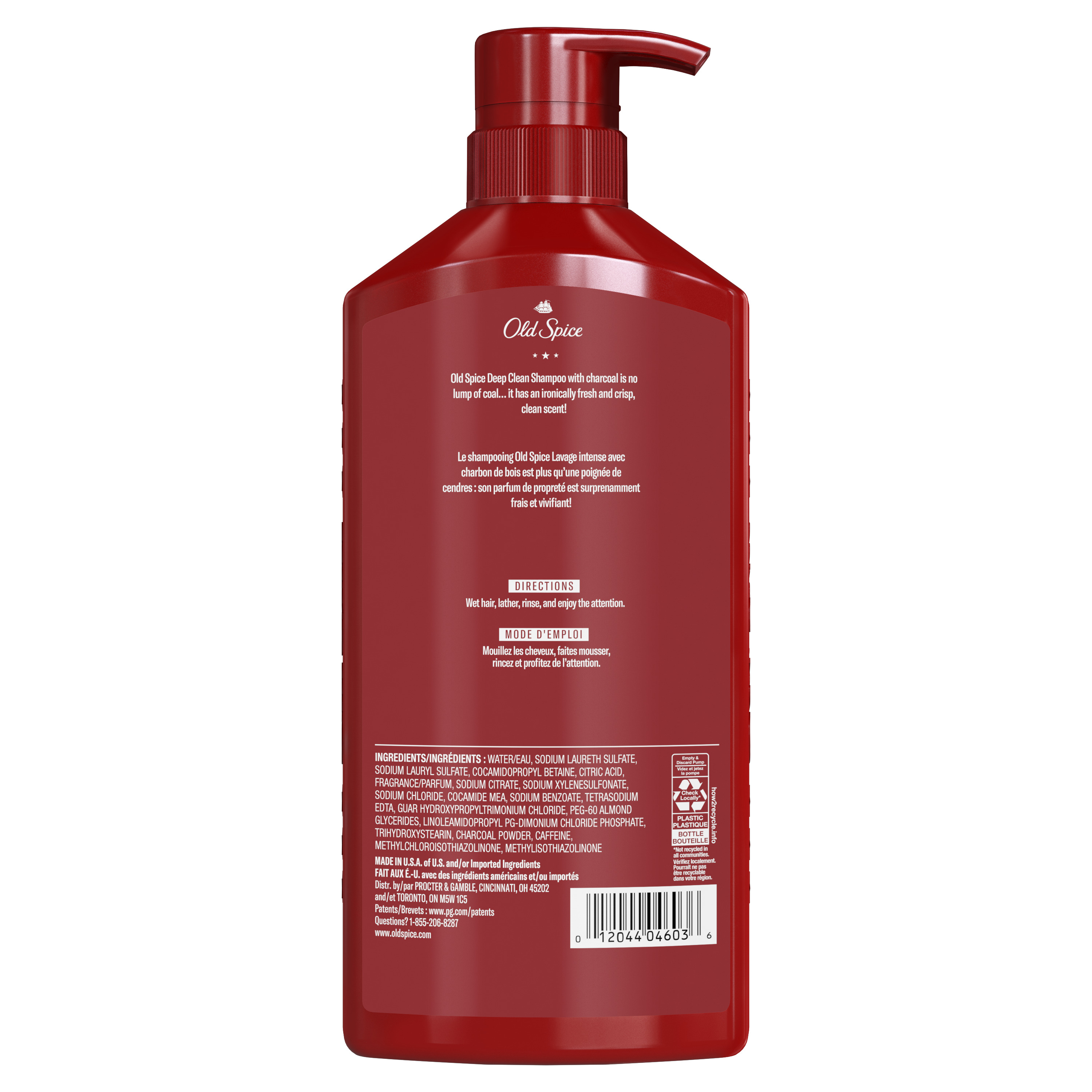 Old Spice Deep Clean Shampoo for Men with Charcoal, Fresh and Clean Scent, 21.9 fl Oz
back