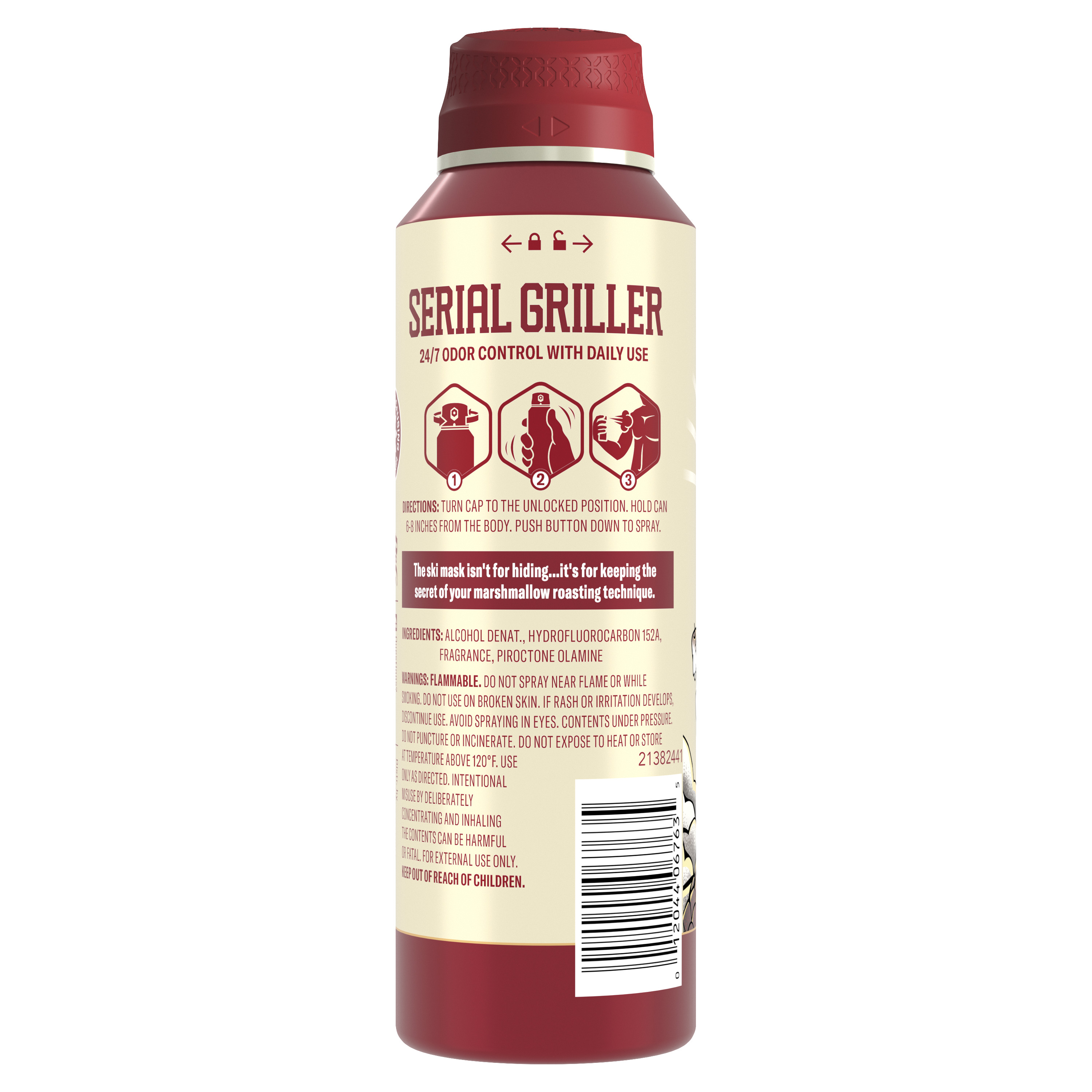 Old Spice Men's Body Spray, Serial Griller, Aluminum Free back