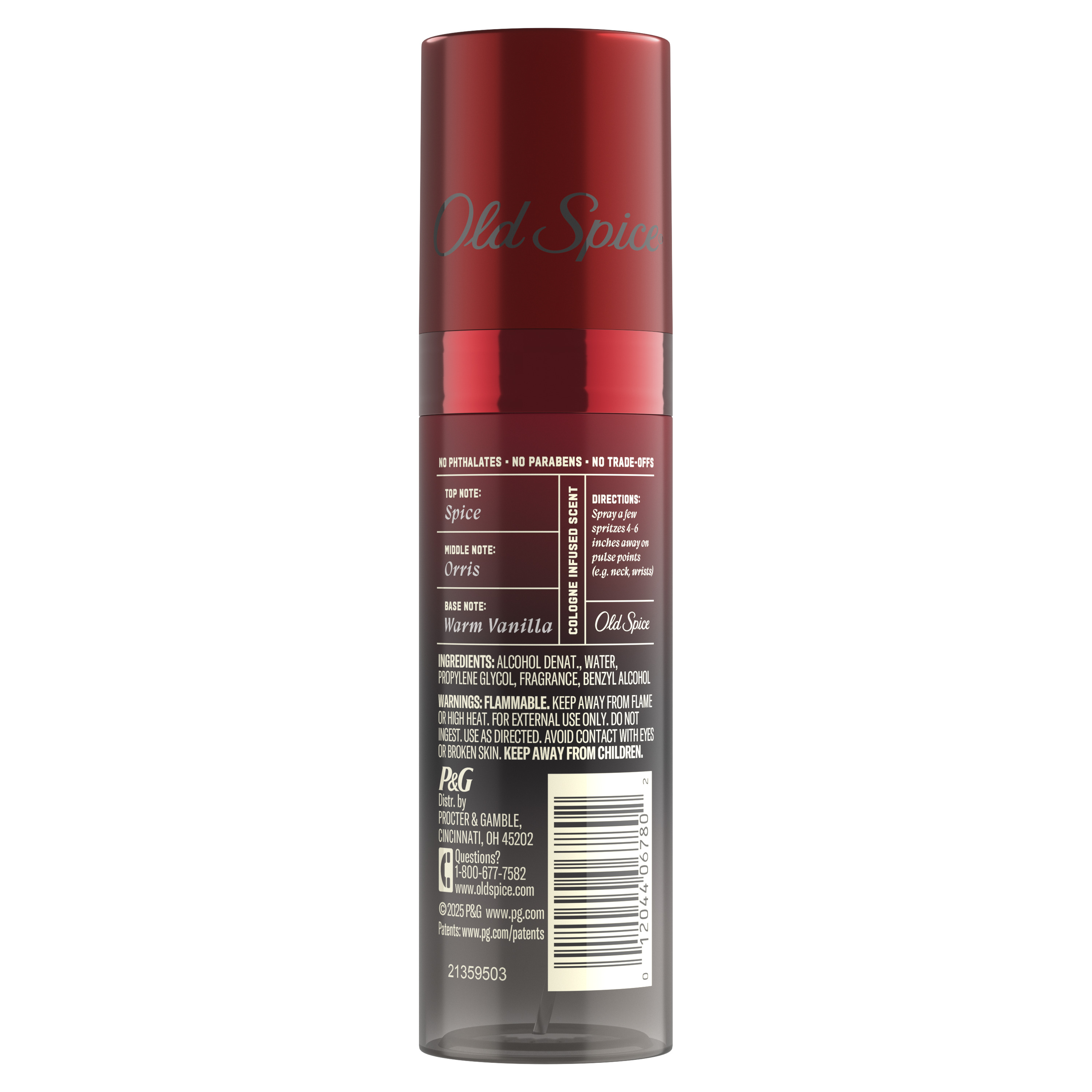 Old Spice Cologne Mist for Men, The Spice Alchemist Collection, Cashmere and Vanilla Wood back