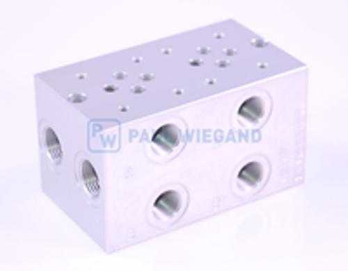 Connection plate/row plate 2-fold aluminum NG6 ISO4401-03/Cetop 3 A-B lateral 3/8 "G, P-T 1/2 "G (78016010)