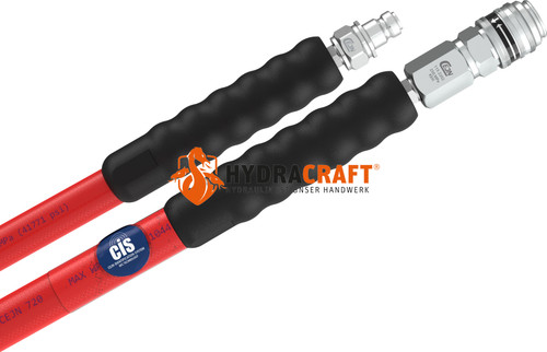 Hochdruckschlauch CEJN inkl. PVC-Schutzschlauch AG 3/8"NPT+Kupplung+Nippel l: 2000 720bar rot  (41440016)