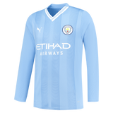 HAALAND #9 Manchester City 23/24 Men's Home Long Sleeve Shirt - Man City Font