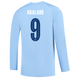 HAALAND #9 Manchester City 23/24 Men's Home Long Sleeve Shirt - Man City Font