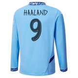 HAALAND #9 Manchester City 24/25 Men's Home Long Sleeve Shirt - Man City Font