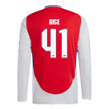 RICE #41 Arsenal 24/25 Men's Home Long Sleeve Shirt - Arsenal Font