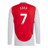SAKA #7 Arsenal 24/25 Men's Home Long Sleeve Shirt - PL Font