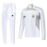 Real Madrid 25/26 Men's White Long Zip Windbreaker