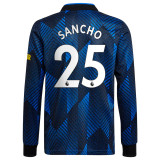 SANCHO #25 Men's 21/22 Long Sleeve Stadium Manchester United Third Shirt