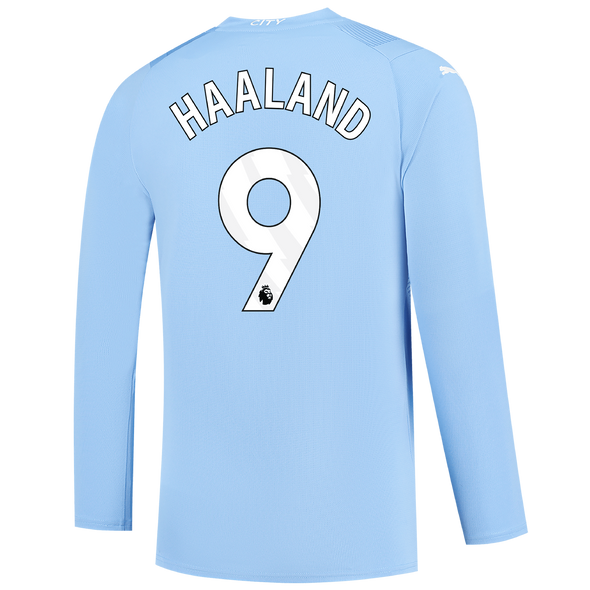 HAALAND #9 Manchester City 23/24 Men's Home Long Sleeve Shirt - PL Font