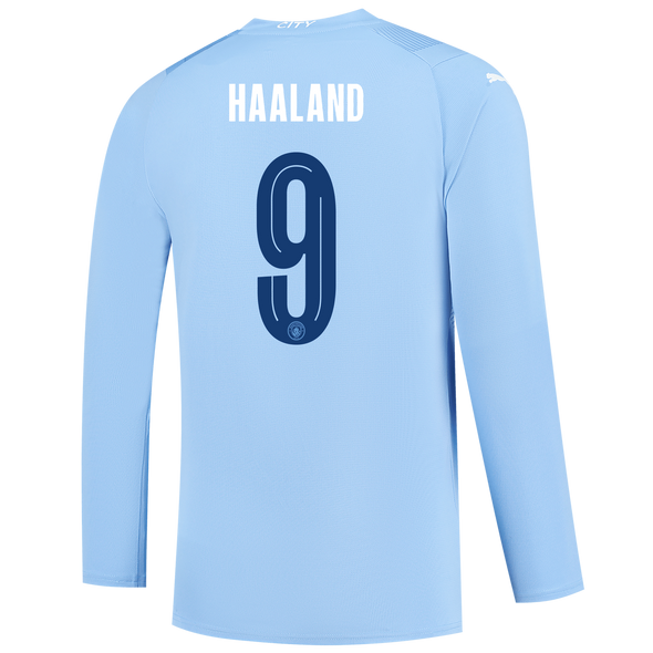 HAALAND #9 Manchester City 23/24 Men's Home Long Sleeve Shirt - Man City Font