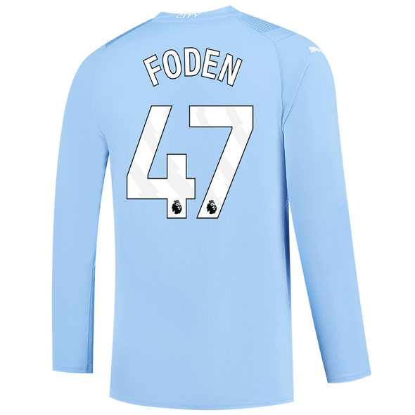 FODEN #47 Manchester City 23/24 Men's Home Long Sleeve Shirt - PL Font