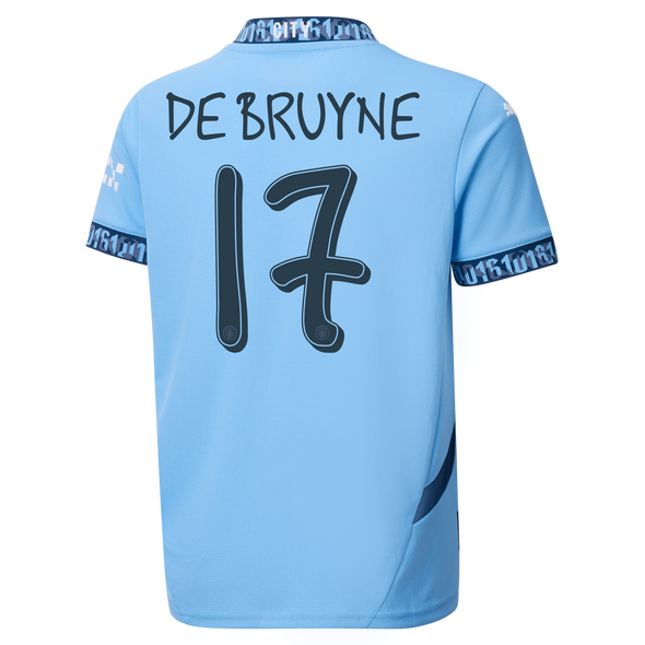 DE BRUYNE #17 Manchester City 24/25 Kid's Home Shirt and Shorts - Man City Font