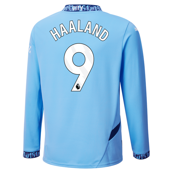 HAALAND #9 Manchester City 24/25 Men's Home Long Sleeve Shirt - PL Font