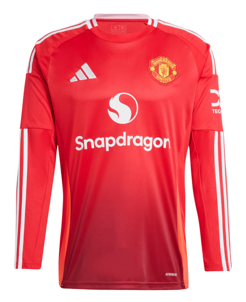 B.FERNANDES #8 Manchester United 24/25 Men's Home Long Sleeve Shirt - Man United Font