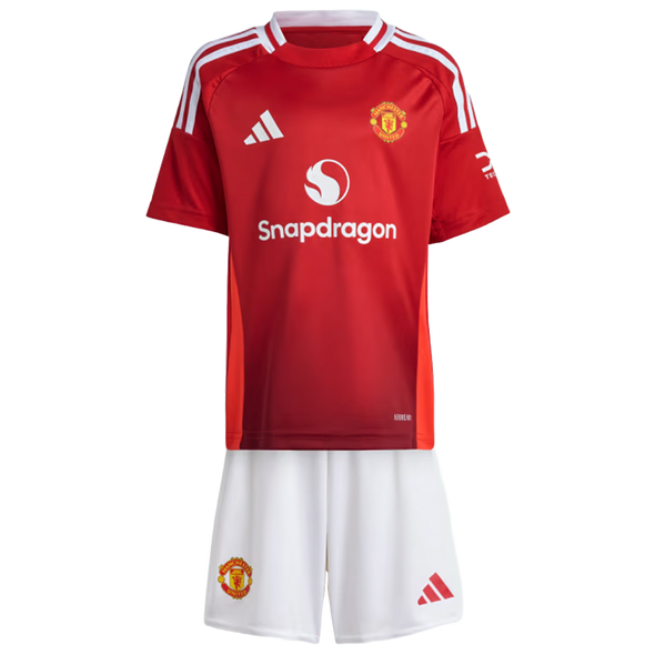 B.FERNANDES #8 Manchester United 24/25 Kid's Home Shirt and Shorts - Man United Font