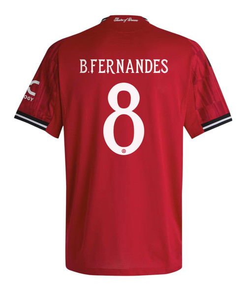 B.FERNANDES #8 Manchester United 25/26 Stadium Men's Home Shirt - Man United Font
