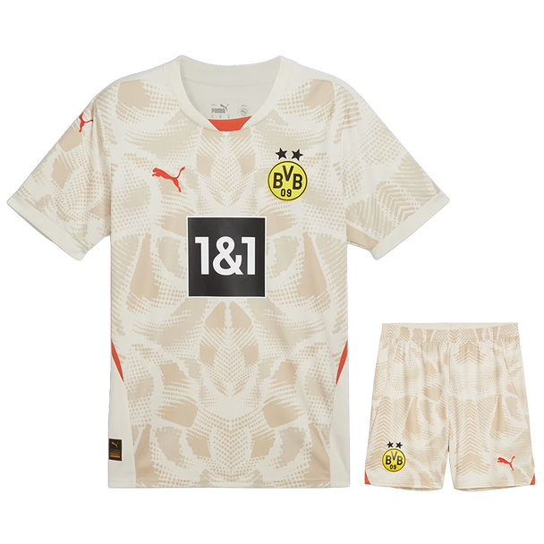 Borussia Dortmund 24/25 Kid's Beige Goalkeeper Shirt and Shorts