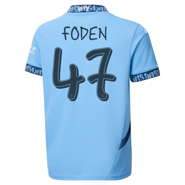 FODEN #47 Manchester City 24/25 Kid's Home Shirt and Shorts - Man City Font
