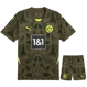 Borussia Dortmund 24/25 Kid's Olive Goalkeeper Shirt and Shorts