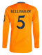 BELLINGHAM #5 Real Madrid 24/25 Men's Away Long Sleeve Shirt