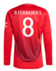 B.FERNANDES #8 Manchester United 24/25 Men's Home Long Sleeve Shirt - Man United Font