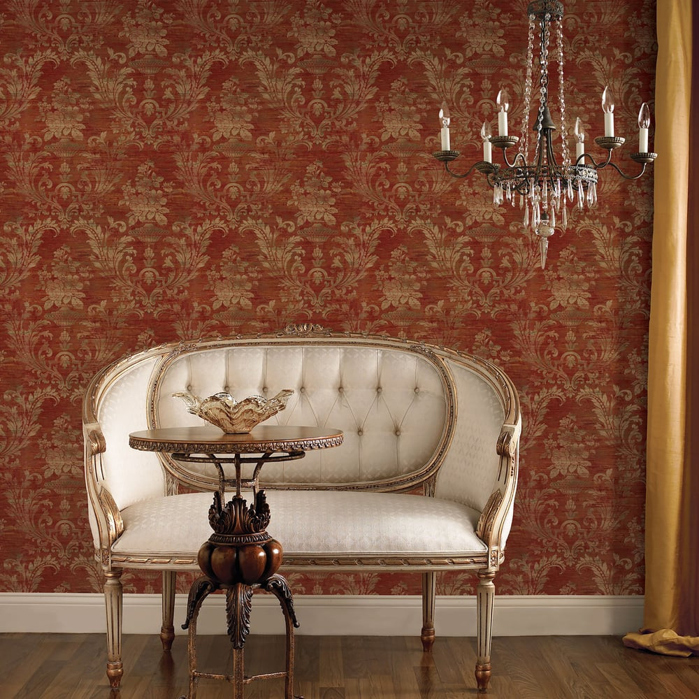 red and gold damask wallpaper uk