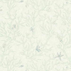 344962 - Versace Nautical Shell Coral Green White AS Creation Wallpaper