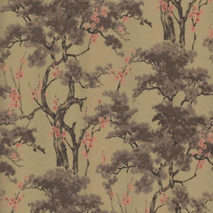 1838 Wallcoverings 1602-100-03 - Avington Trees Blossoms Mauve Pink Gold 1838 Wallpaper roll - luxury design for UK feature walls