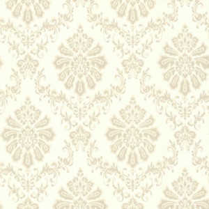 1838 Wallcoverings 1602-104-01 - Avington Mid-Scale Damask Neutral Cream 1838 Wallpaper roll - luxury design for UK feature walls
