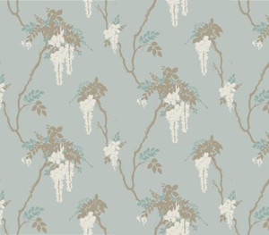 1838 Wallcoverings 1703-109-03 - Camellia Wisteria Draping Flowers Teal 1838 Wallpaper roll - luxury design for UK feature walls