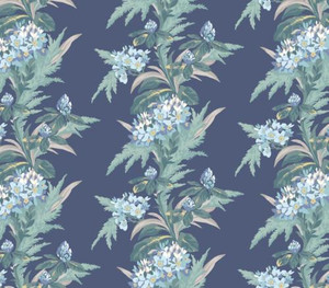 1838 Wallcoverings 1804-116-05 - Aurora Floral Navy Green 1838 Wallpaper roll - luxury design for UK feature walls