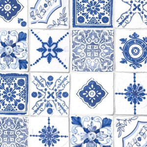 Galerie CK36621 - Kitchen Style 3 Ceramic Tiles Blue White Galerie Wallpaper roll - luxury design for UK feature walls