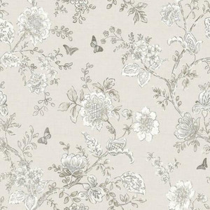 FH37541 - Homestyle Flowers Butterflies Smoky Grey Galerie Wallpaper
