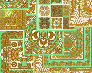 370482 - Versace 4 Ornamental Brown Gold Green AS Creation Wallpaper