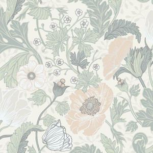 Galerie 33000 - Apelviken Anemone Floral Vines White/lightgreen Galerie Wallpaper roll - luxury design for UK feature walls