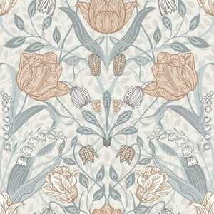 Galerie 33005 - Apelviken Leafy Vines Blossom White/grey/pink Galerie Wallpaper roll - luxury design for UK feature walls